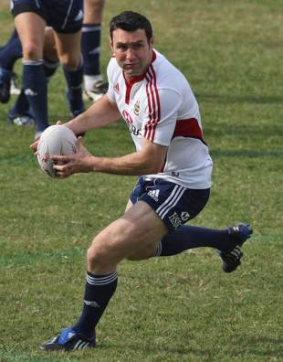 Lions fly-half Stephen Jones looks to pass the ball in training, Northwood School, Durban, South Africa, June 11, 2009