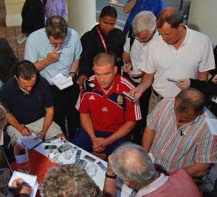 Lions prop Phil Vickery talks to the media in Cape Town, British & Irish Lions team announcement, The Cullinan, Cape Town, South Africa, June 12, 2009