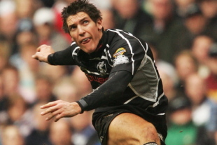 James Hook of the Ospreys kicks at goal during the EDF Energy Cup Semi Final match between the Ospreys and Cardiff Blues at the Millennium Stadium on March 24, 2007 in Cardiff, Wales.
