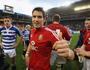British & Irish Lions match winner James Hook celebrates after the game against Western Province, Newlands, Cape Town, June 13, 2009