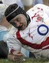 England skipper Steve Borthwick lies bleeding