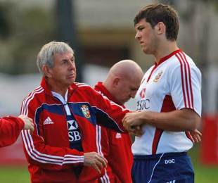 Lions head coach Ian McGeechan chats to lock Donncha O'Callaghan, British & Irish Lions training session, Bishops School, Cape Town, South Africa, June 15, 2009