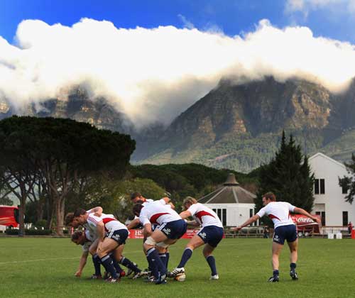 The Lions train in the shadow of Table Mountain in Cape Town