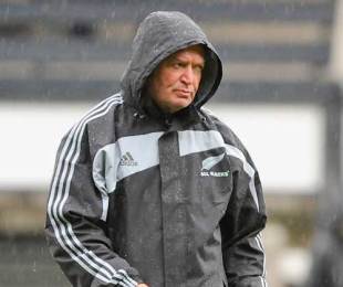 All Blacks coach Graham Henry contemplates his side's fortunes, New Zealand training session, Rugby League Park, Wellington, New Zealand, June 16, 2009