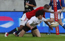 British & Irish Lions wing Ugo Monye touches down the Lions' first try