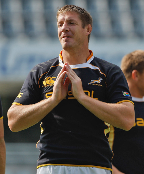 South Africa lock Bakkies Botha pictured during a training session