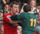 Lions winger Tommy Bowe squares up to South Africa's Bryan Habana