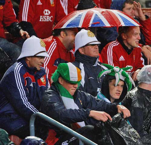 Lions fans brave the cold and rain at Newlands