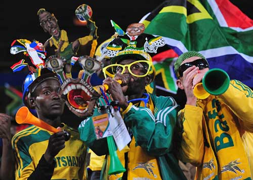 South African football fans show their support for Bafana Bafana