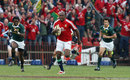Lions wing Ugo Monye sprints away to score a try
