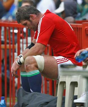 Lions lock Simon Shaw sits out the action in the sin-bin, South Africa v British & Irish Lions, Ellis Park, Johannesburg, South Africa, July 4, 2009