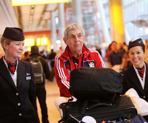 British & Irish Lions coach Ian McGeechan walks through Heathrow Airport