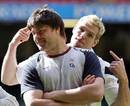 England's Tom Palmer and James Haskell joke around in training