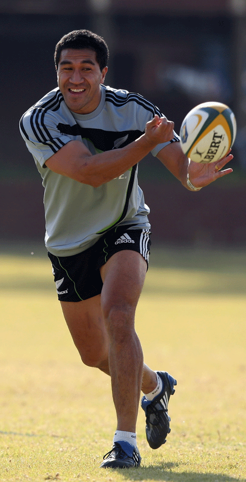New Zealand's Mils Muliaina in action during a New Zealand training session
