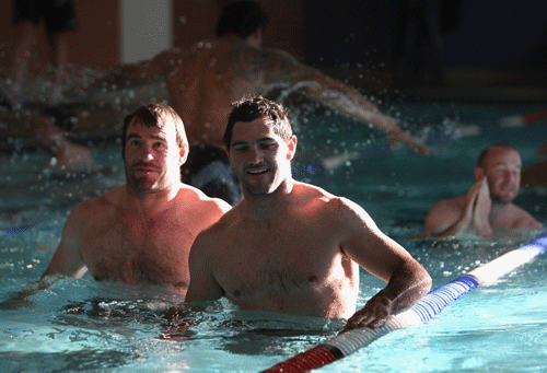 Stephen Donald during a pool session