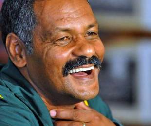 Springboks coach Peter de Villiers smiles during a press conference, Shimla Park, Bloemfontein, South Africa, July 21, 2009