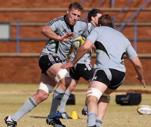 New Zealand's Brad Thorn on the burst during training