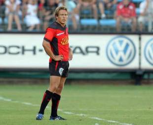 Toulon fly-half Jonny Wilkinson observes play during a pre-season friendly against Brive, Stade Mayol, Toulon, July 24, 2009