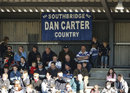 Dan Carter supporters watch from a grandstand during the club match between Southbridge and Hornby at Denton Oval