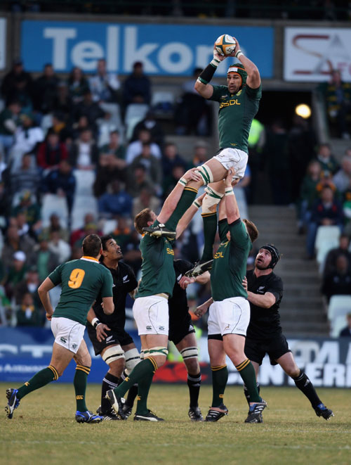 The Boks' Victor Matfield takes a lineout against the All Blacks in Bloemfontein