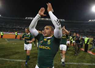 Bryan Habana the Springboks wing celebrates their win, South Africa v New Zealand, Tri-Nations, Free State Stadium, Bloemfontein, South Africa, July 25, 20099
