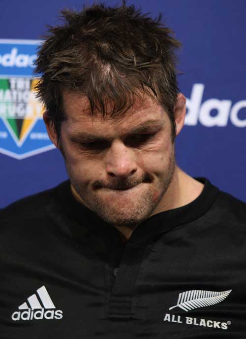 All Blacks skipper Richie McCaw shows his disappointment