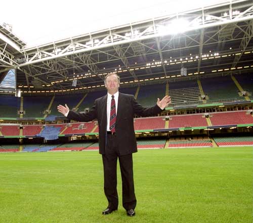 Wales coach Graham Henry poses at the Millennium Stadium