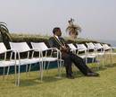 South Africa coach Peter De Villiers waits for his team to arrive