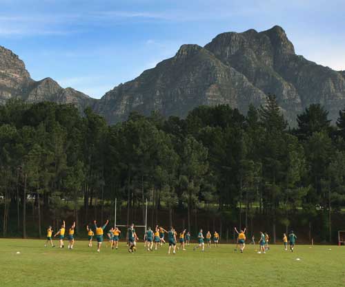 Australia train in the shadow of Table Mountain