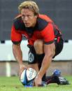 Toulon fly-half Jonny Wilkinson lines up a shot at goal