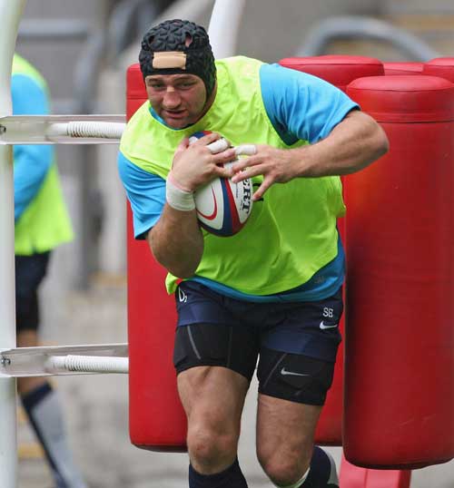 England lock Steve Borthwick in action during a training session