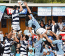 Jay Williams beats Camern Jowitt to the lineout ball