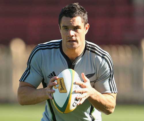 New Zealand's Dan Carter in action during an All Blacks training session in Sydney