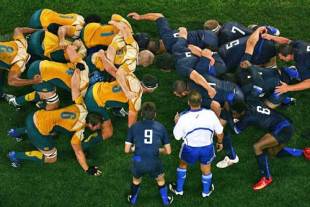 Australia and France pack down for a scrum, Australia v France, ANZ Stadium, Sydney, Australia, June 28, 2008