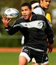 New Zealand's Mils Muliaina in action during a training session