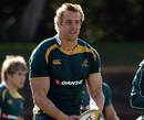 Wallabies lock Mark Chisholm in action during training