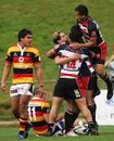 Counties Manukau celebrate the first try in Auckland
