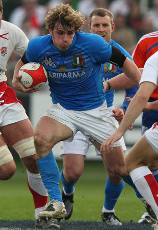 Mirco Bergamasco in action against England, Italy v England, Six Nations, Feb 2008
