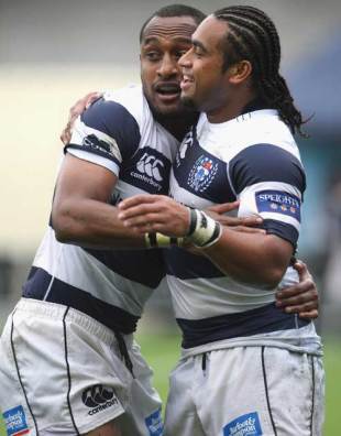 Joe Rokocoko and Taniela Moa celebrate a try, Auckland v Bay of Plenty, Air New Zealand Cup, Eden Park, August 30, 2009