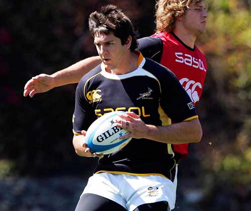 Springboks centre Jaque Fourie in action during training