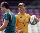 Australia coach Robbie Deans shares a joke with Adam Ashley-Cooper