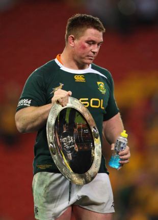 John Smit cut a dejected figure in spite of the fact that he left the pitch in Brisbane with the Nelson Mandela Challenge Plate, Australia v South Africa, Tri-Nations, Suncorp Stadium, Brisbane, Australia, September 5, 2009