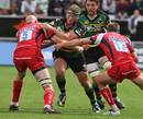 Northampton's Dylan Hartley takes on the Worcester defence