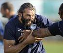 Racing Metro's Sebastien Chabal in action during a training session