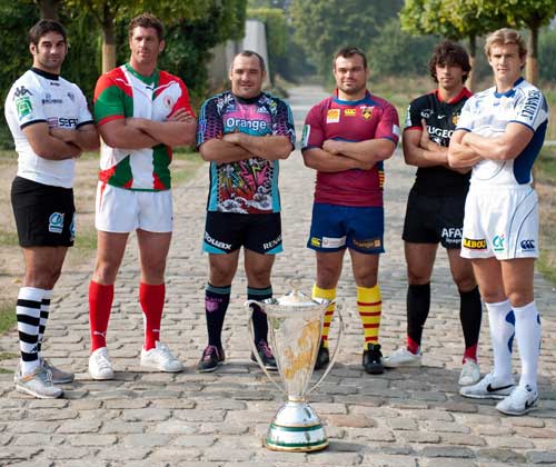 France's Heineken Cup representatives pose with the silverware