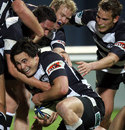 Zac Guildford of Hawke's Bay celebrates with his team after scoring a try