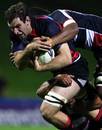 Canterbury flanker George Whitelock takes on the Counties-Manukau defence