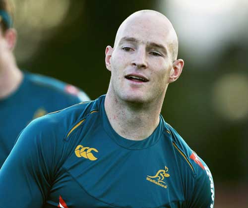 Australia skipper Stirling Mortlock watches on during training