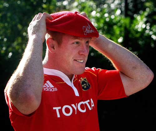 Munster skipper Paul O'Connell tries a beret on for size