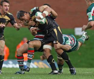 Ospreys' Jerry Collins looks to breach the Tigers' defence, Leicester Tigers v Ospreys, Heineken Cup, Welford Road, Leicester, England, October 11, 2009